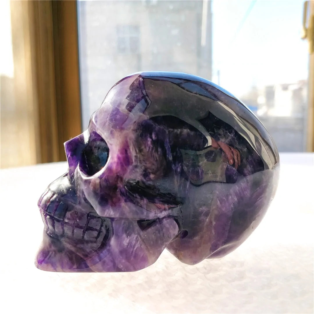 Amethyst Hand-Carved Skull